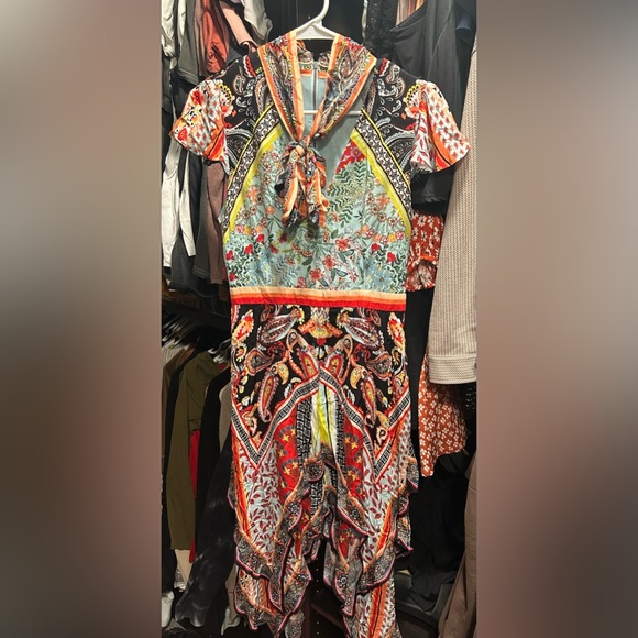 Alice + Olivia Tamara Floral & Paisley Tiered Handkerchief Sheath Dress - Picture 6 of 7